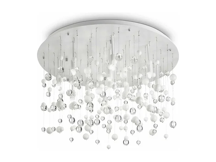 Ideal Lux Neve – Colgante de techo semi empotrado con 15 burbujas de vidrio extragrandes ligeras, blanco, G9