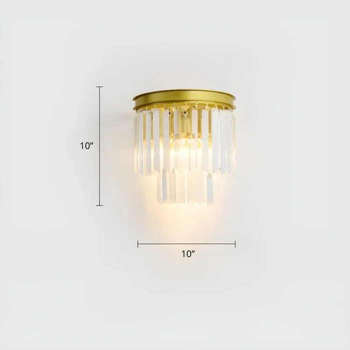 Iluminación de Pared de Metal 2 Bombillas Luminaria de Pared Cónica Modernista con Pantalla de Cristal Transparente – 110 A 120 V Dorado 25,4 cm