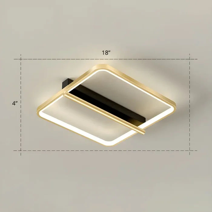 Iluminación de Techo Metálica Modernista LED Lámpara de Techo Empalme en Dorado para Dormitorio – 220 A 240 V Dorado Atenuación continua Cuadrado