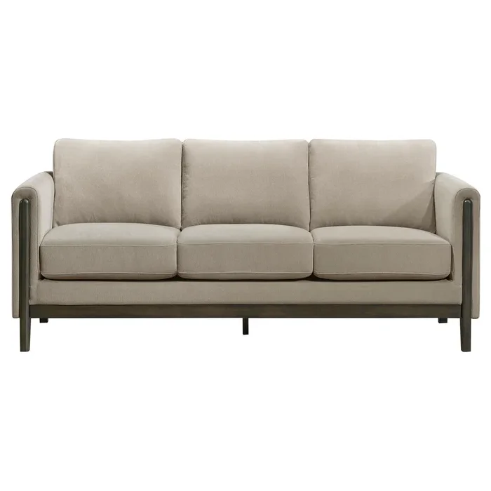 Islington Taupe Fabric Upholstered Panel Arm Sofa