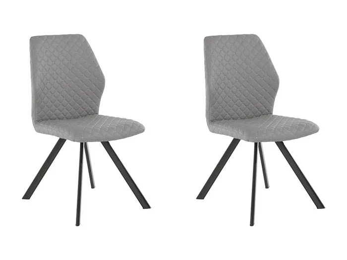 Isobel Silla de Comedor de PU Gris, Lote de 2