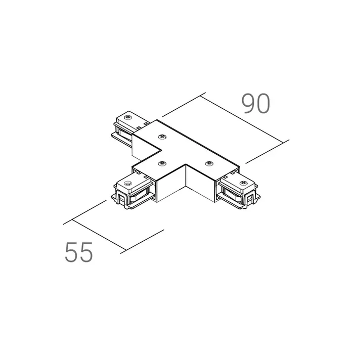 Ivela Conector en T SQUARE 48 V, negro, conductor de protección a la derecha