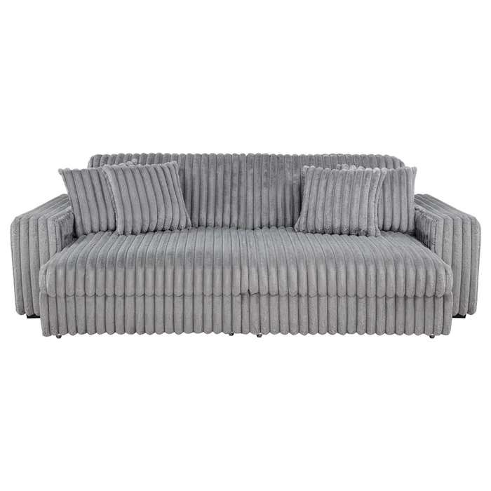 Jacana Gray Corduroy Upholstered Dual Power Chaise Sofa