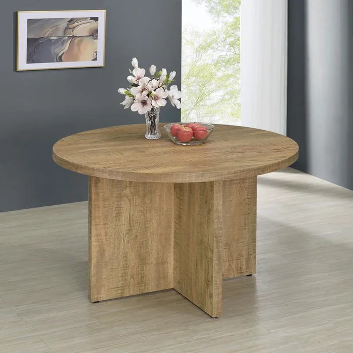 Jamestown Mango Brown Round Engineered Wood Dining Table with Decorative Laminate