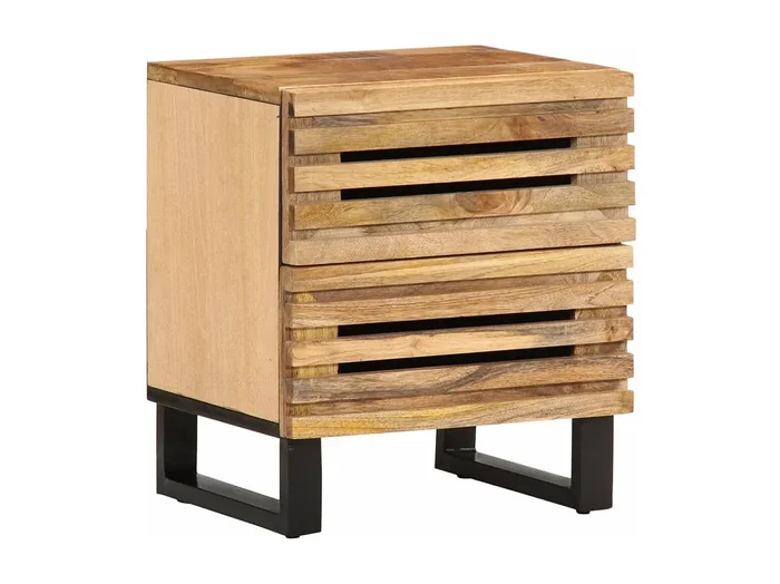 Janoah Mesitas de noche 2 uds madera maciza mango rugosa 40x34x46 cm