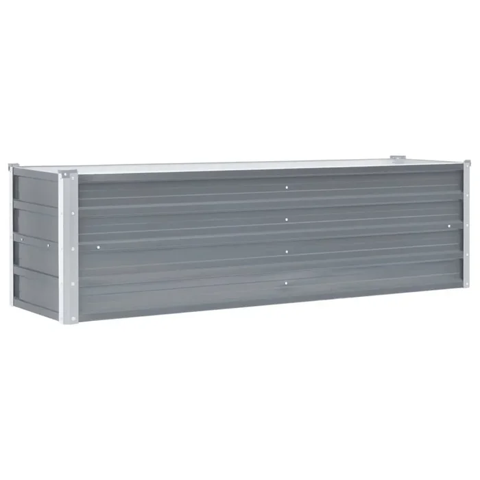 Jardinera elevada plantas flores jardín acero galvanizado 160 x 40 x 45 cm gris 02_0001091