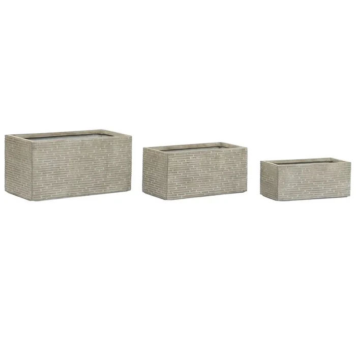 Jardinera Home ESPRIT Beige Fibra de Vidrio Magnesio Decapé 74,5 x 37,5 x 37,5 cm