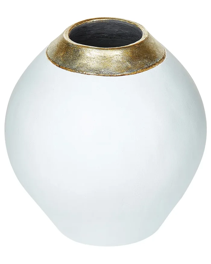 Jarrón decorativo LAURI Cerámica 33 cm Blanco