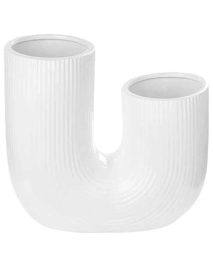 Jarrón para flores MITILINI Gres 23 cm Blanco