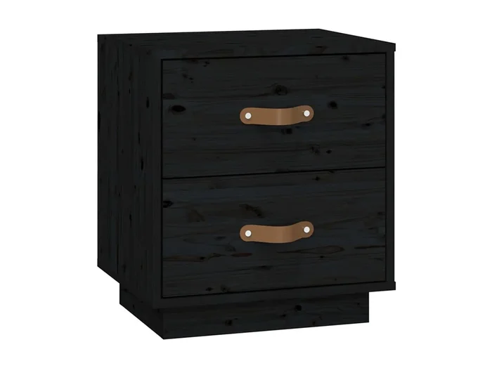 Jean-Marc Mesita de noche madera maciza de pino negro 40x34x45 cm