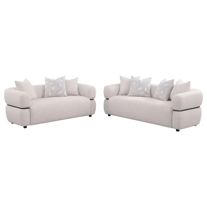 Jeanette Beige 2-Piece Fabric Upholstered Round Arm Living Room Set
