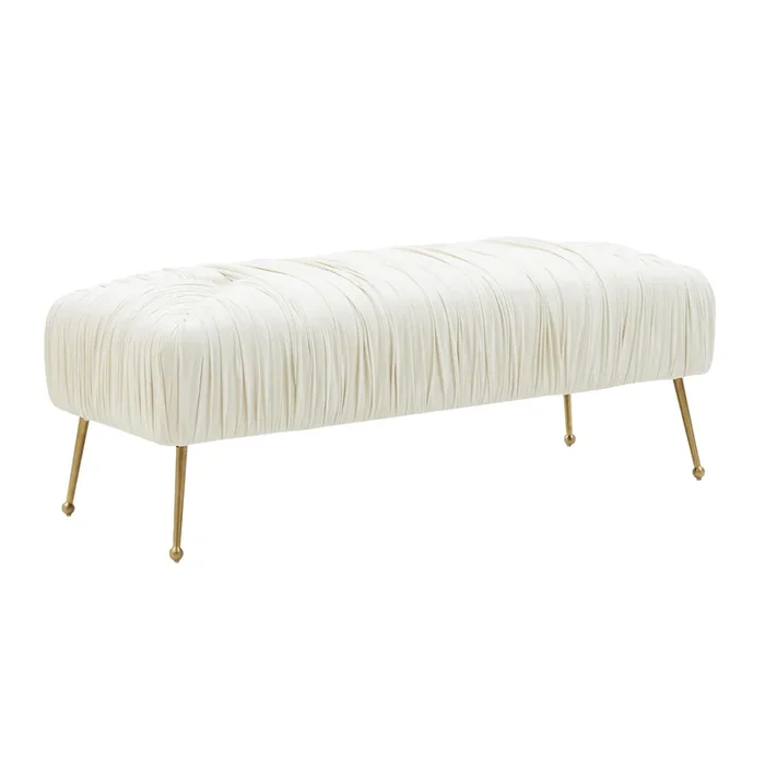 Jessica Cream Velvet Bench by Inspire Me! Home Decor