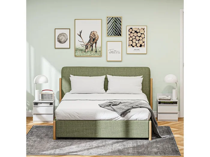 Juego de 2 mesitas de noche con 2 cajones, con estante, mesita de noche para dormitorio.