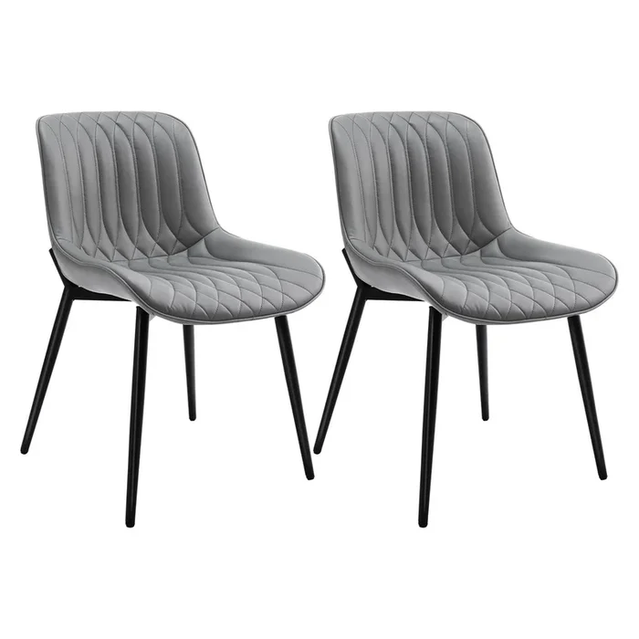 Juego de 2 sillas de comedor modernas estilo mid-century, acolchadas en tela tipo ‘piel de gato‘ sin brazos – Diseño elegante para comedor o cocina
