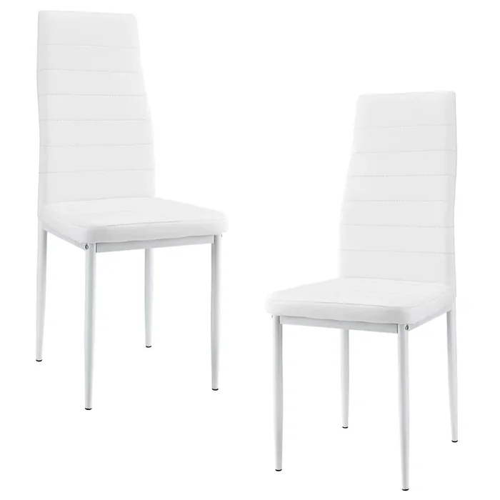 Juego de 2 sillas de comedor tapizadas en polipiel blanco 96x43x52 cm 03_0005742