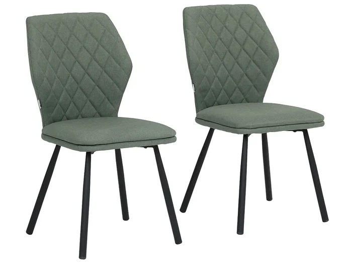 Juego de 2 sillas de comedor tapizadas en tejido verde oscuro