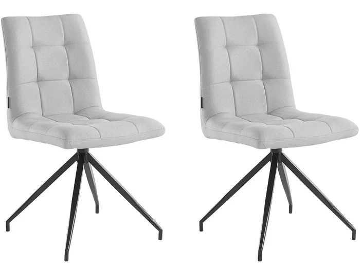 Juego de 2 sillas de comedor tapizadas en tela con patas de metal