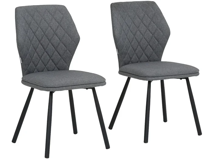 Juego de 2 sillas de comedor tapizadas en tela tejida en gris