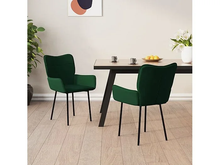 Juego de 2 Sillas de comedor terciopelo verde oscuro ES365582