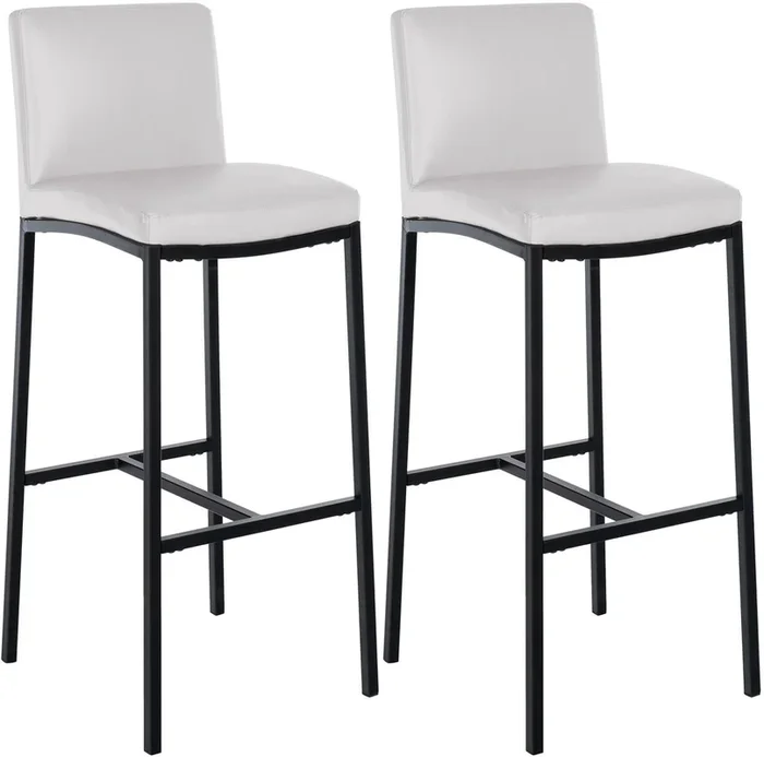 Juego de 2 taburetes de bar Freeport Simil cuero Blanco 47X43X109 cm