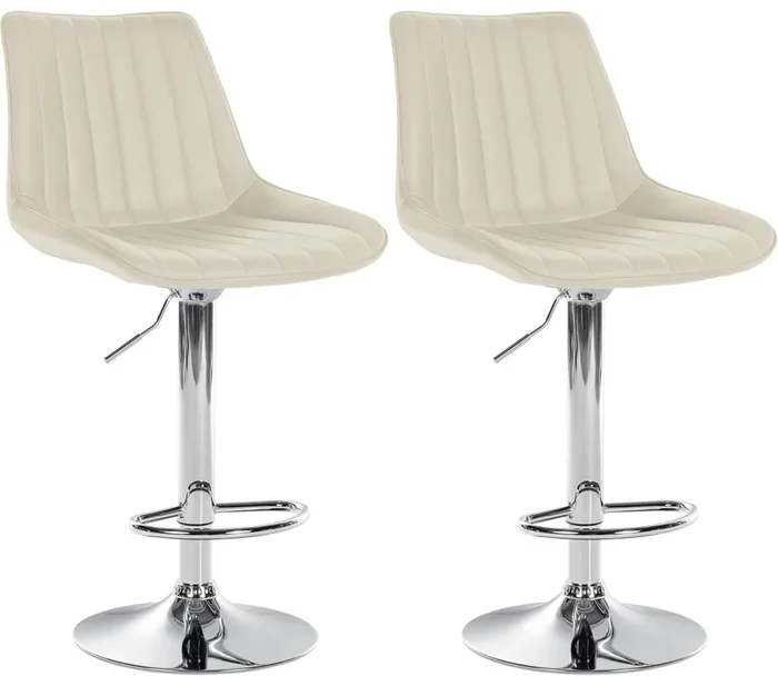 Juego de 2 Taburetes de bar Toni en polipiel Simil cuero Crema 50X49.5X91 cm