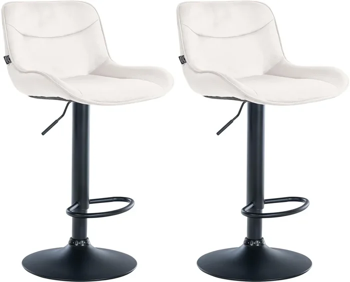 Juego de 2 taburetes de bar Vonore en terciopelo Crema 51X49X85 cm