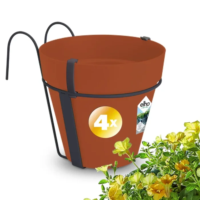 Juego de 4 macetas de terracota 20x28cm con soporte
