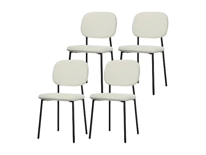 Juego de 4 sillas de comedor con respaldo bajo, patas modernas de acero blanco, 49 x 47 x 85 cm