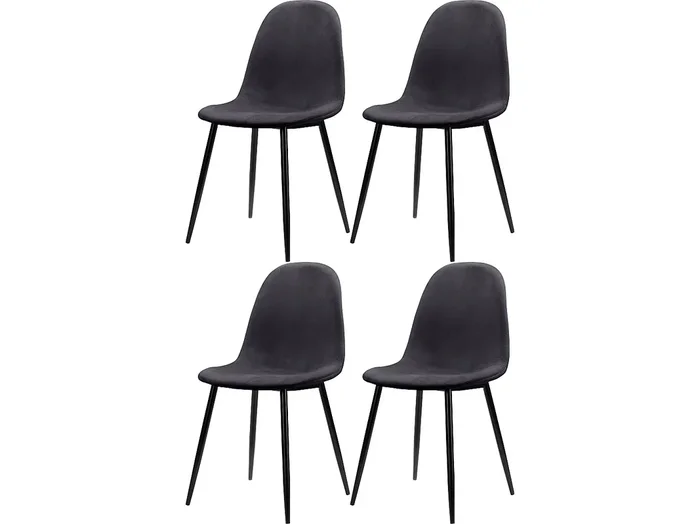 Juego de 4 sillas de comedor en terciopelo antracita y patas en metal