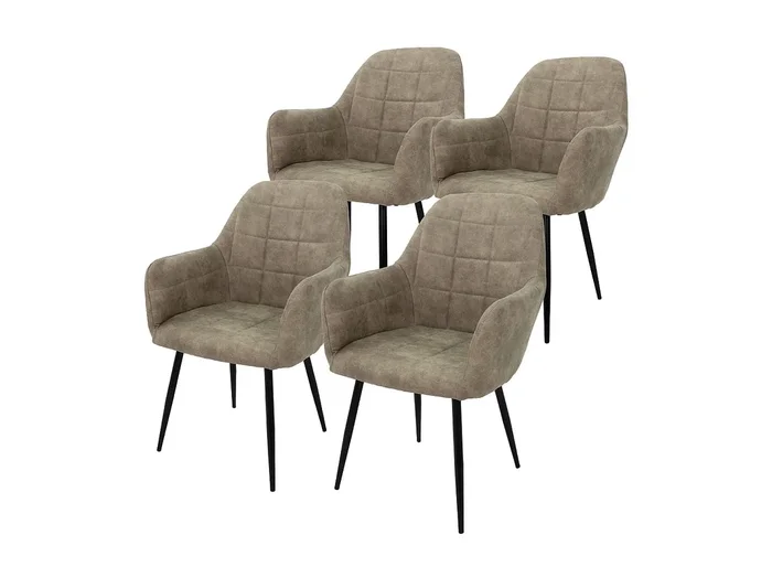 Juego de 4 sillas de comedor sillas de salón de diseño silla de comedor micro piel gris oliva