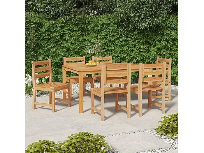 Juego de 6 sillas de jardín de madera maciza de teca