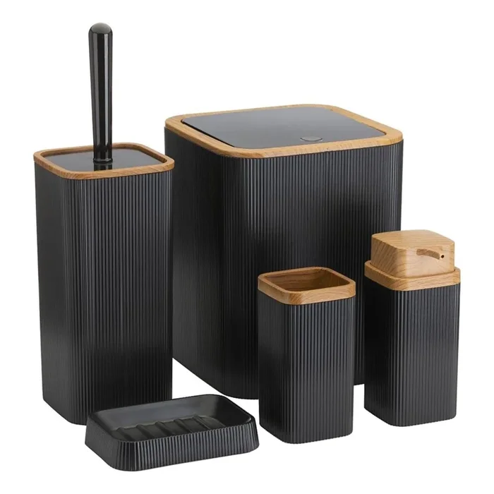Juego de accesorios de baño ZOYA 5 pz negro/marrón