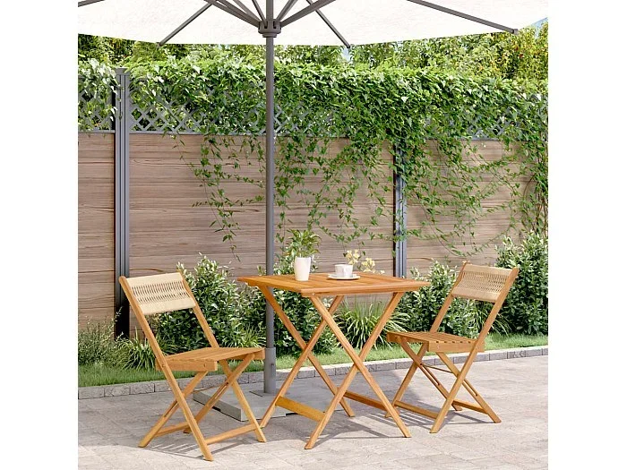 Juego de bistro de 3 piezas polipropileno y madera maciza beige ES314211