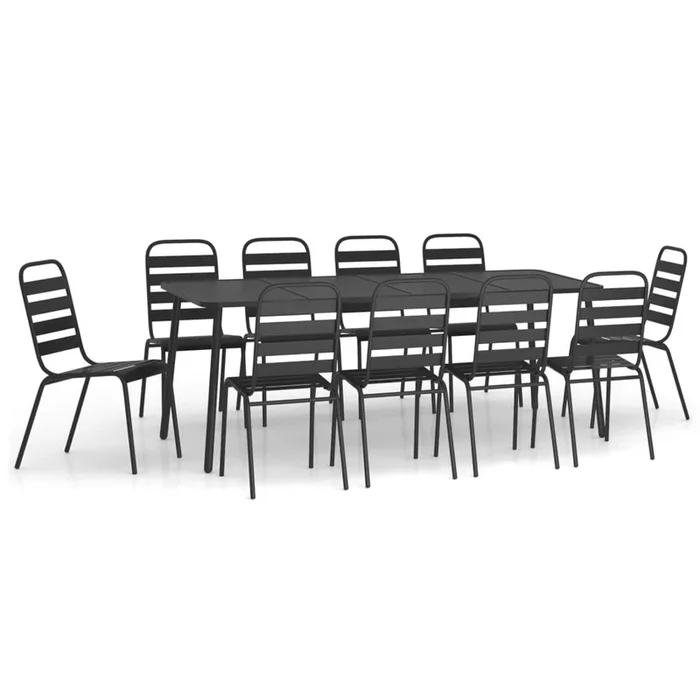 Juego de comedor de jardin 11 piezas acero gris antracita