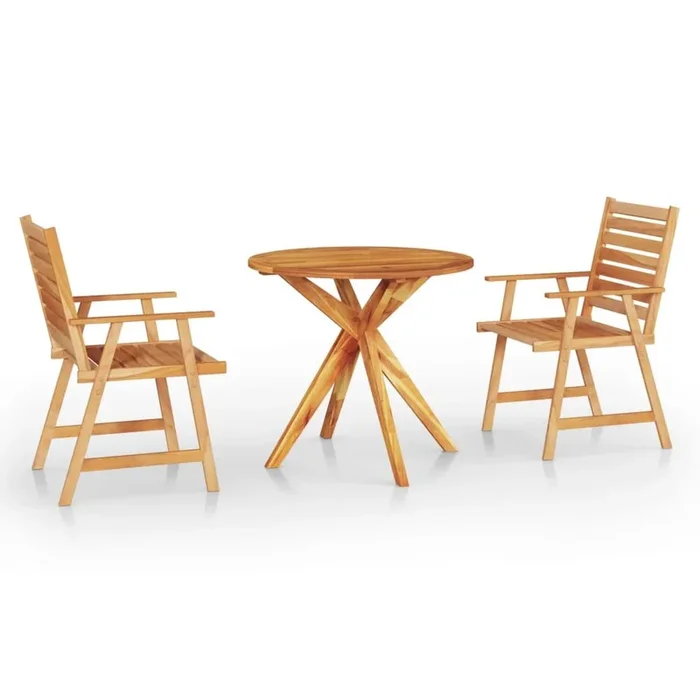 Juego de comedor de jardín 3 piezas madera maciza de acacia