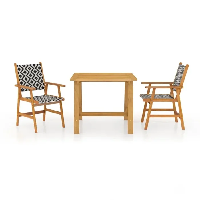Juego de comedor de jardín 3 piezas madera maciza de acacia
