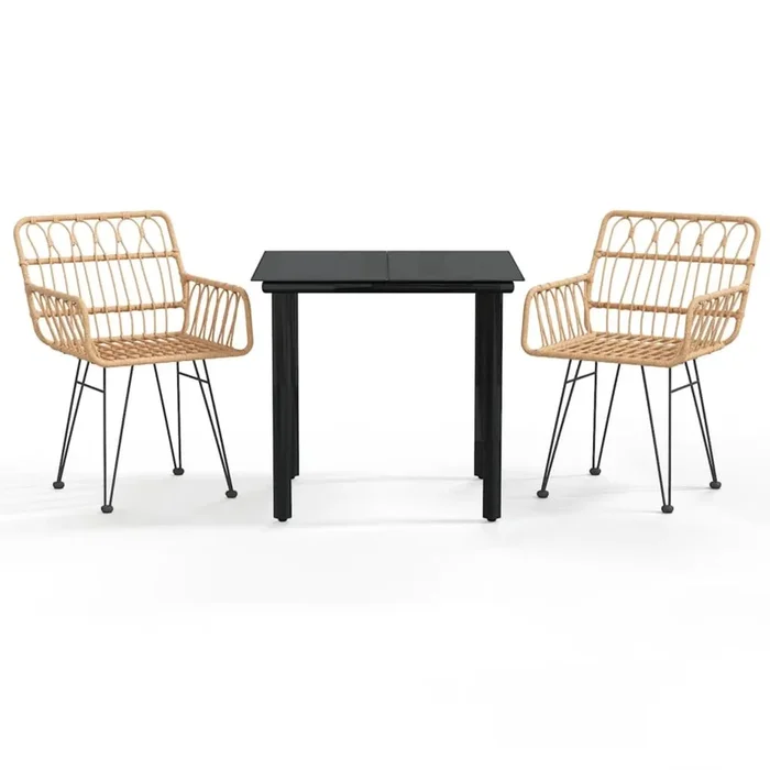 Juego de comedor de jardín 3 piezas ratán sintético