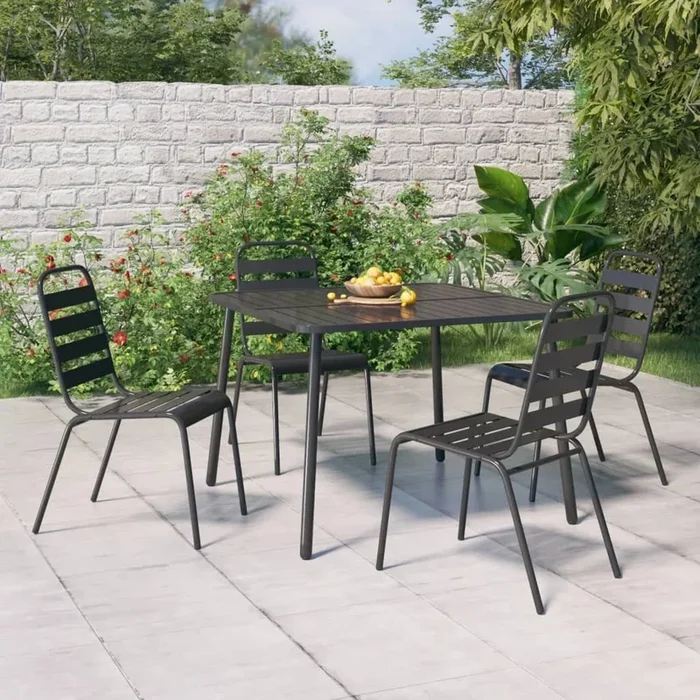 Juego de comedor de jardín 5 piezas acero gris antracita VidaXL
