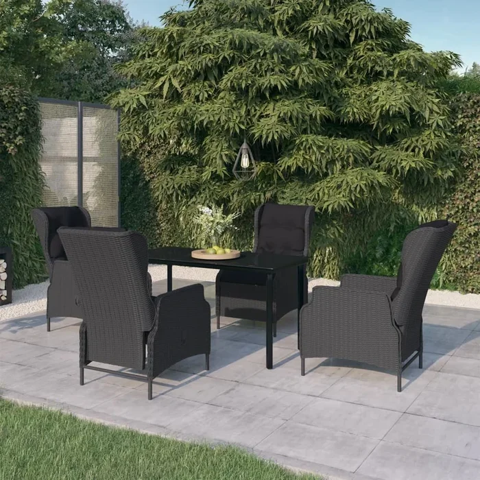 Juego de comedor de jardín 5 piezas gris oscuro VidaXL