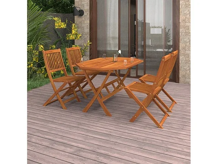 Juego de comedor de jardín 5 piezas madera maciza de acacia ES330229