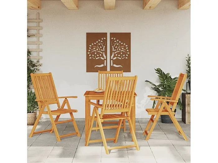 Juego de comedor de jardín 5 piezas madera maciza de acacia