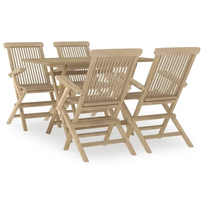 Juego de comedor de jardin 5 piezas madera maciza de teca
