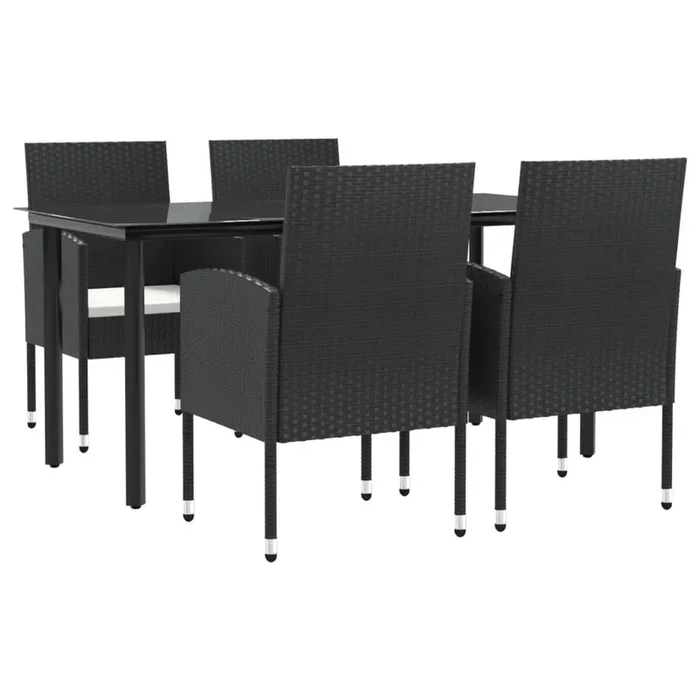 Juego de comedor de jardin 5 piezas ratán sintético y acero negro