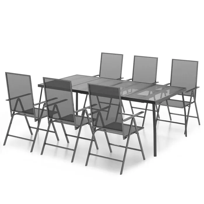 Juego de comedor de jardin 7 piezas acero gris antracita
