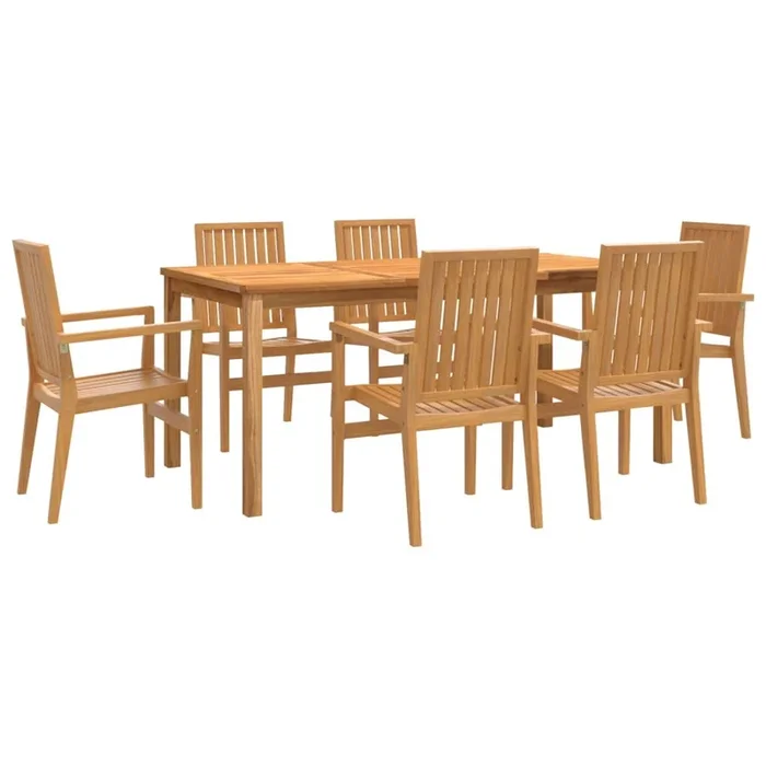 Juego de comedor de jardin 7 piezas madera maciza de teca longitud mesa 180 cm