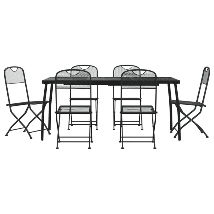 Juego de comedor de jardin 7 piezas malla metálica gris antracita