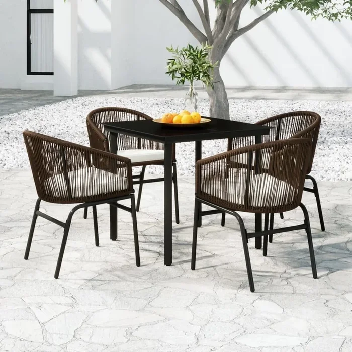 Juego de comedor de jardín de 5 piezas marrón VidaXL