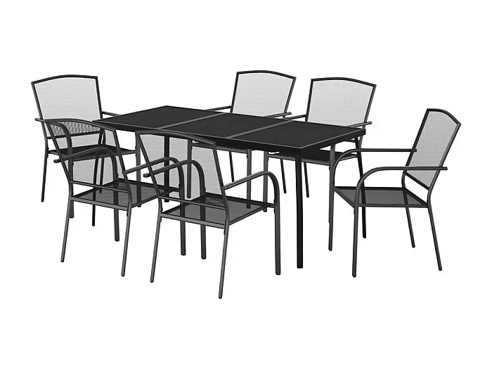 Juego de comedor de jardín muebles de exterior 7 piezas acero antracita 02_0013921