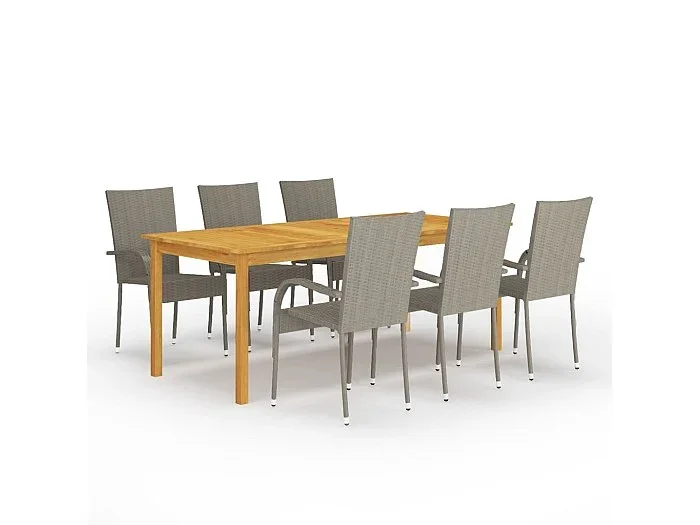 Juego de comedor de jardín muebles de exterior 7 piezas gris 02_0013952