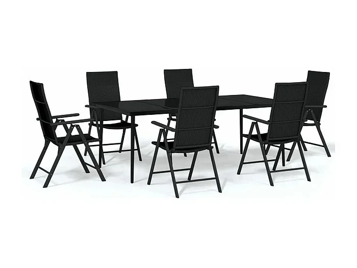 Juego de comedor de jardín muebles de exterior 7 piezas negro 02_0014030